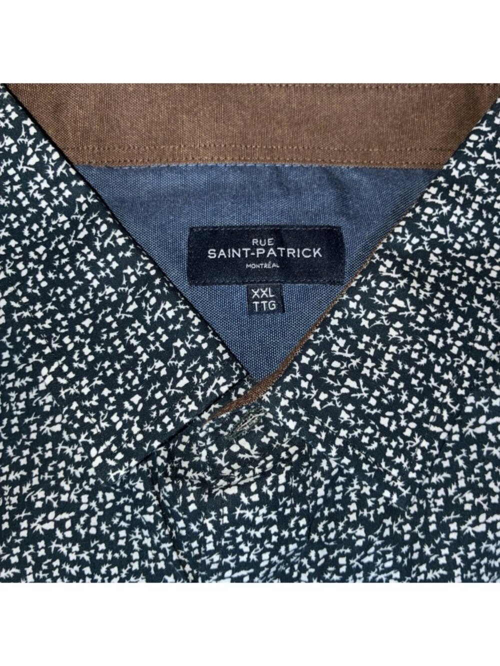 NWT Rue Saint-Patrick Montreal Men's XXL Gray Patterned Button Down Shirt  51271
